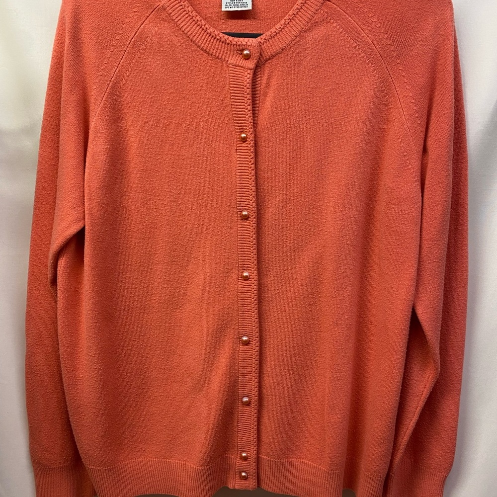 White Stag orange / pumpkin colored cardigan button-up sweater size L - Picture 2 of 7